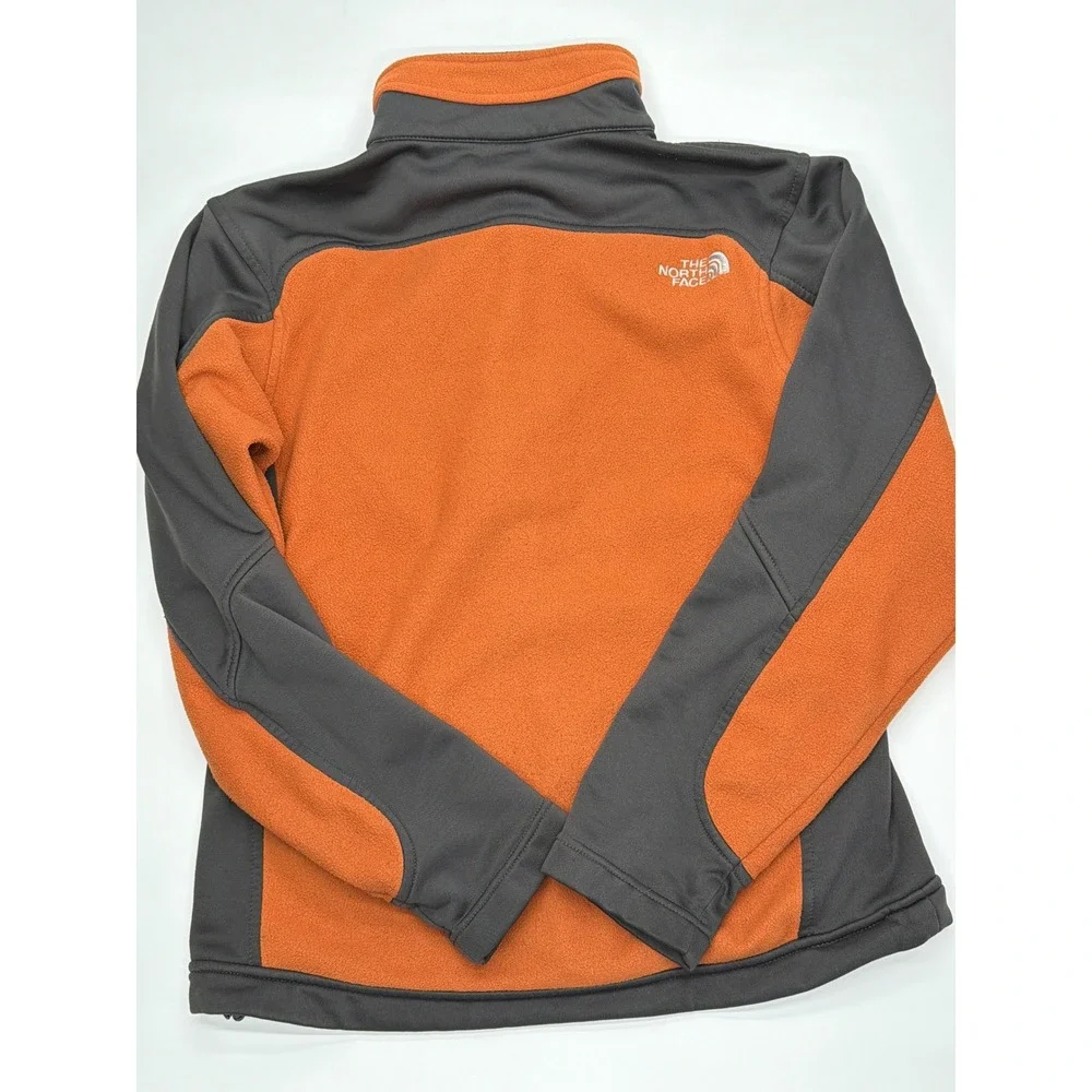 The‎ North Face Mens Full Zip Fleece Jacket Orange Grey Softshell Overlay Small